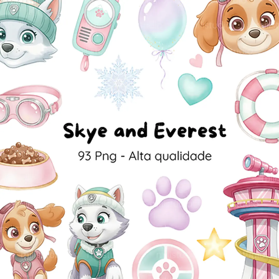 Kit Digital Skye e Everest Aquarela em Png 1