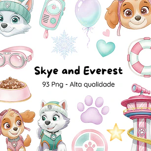 Kit Digital Skye e Everest Aquarela em Png