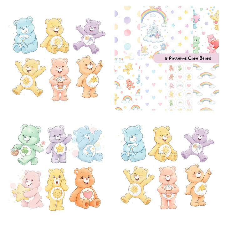 Kit Digital Ursinhos Carinhosos Aquarela em Png  2