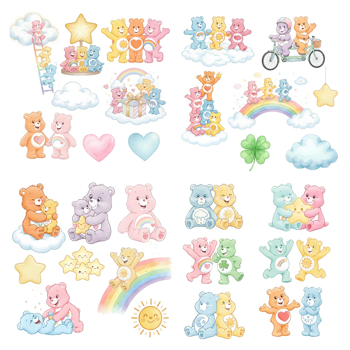 Kit Digital Ursinhos Carinhosos Aquarela em Png  4