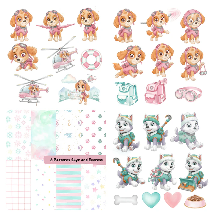 Kit Digital Skye e Everest Aquarela em Png 3