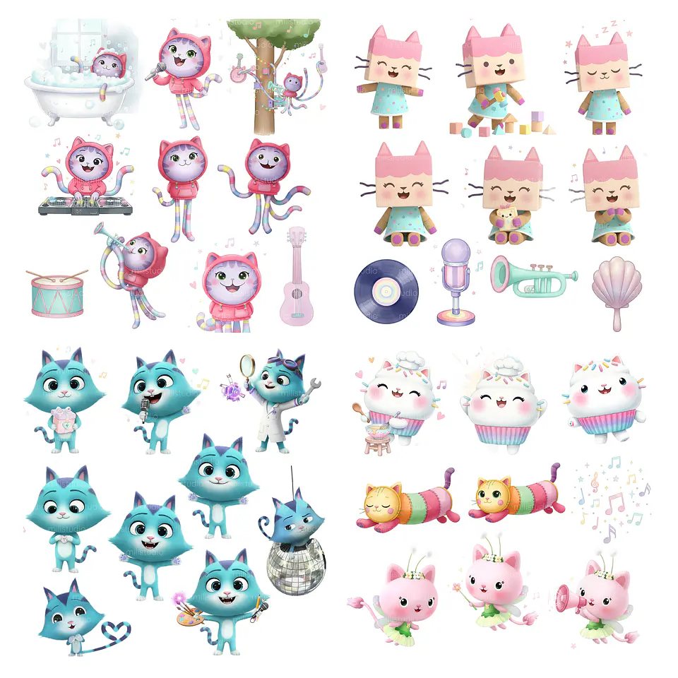 Kit Digital A casa Mágica de Gabby Aquarelado em Png  2