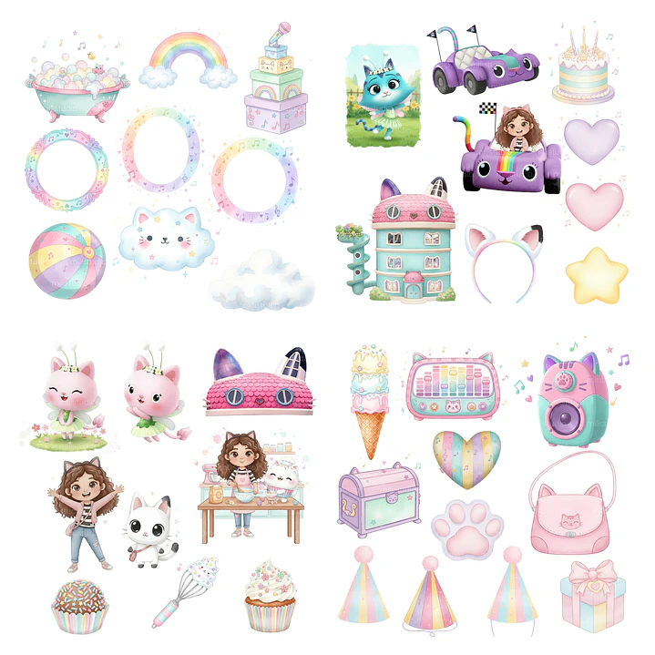 Kit Digital A casa Mágica de Gabby Aquarelado em Png  4