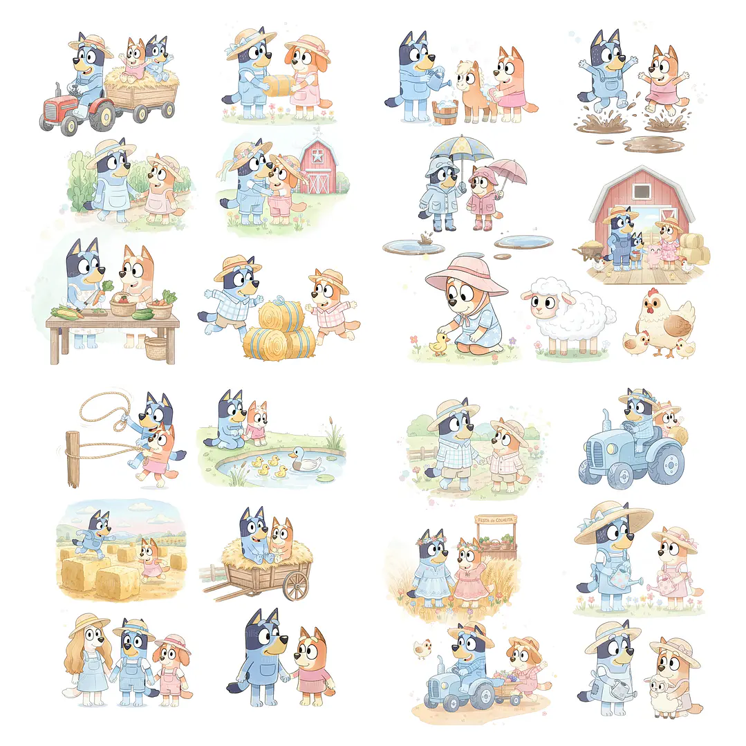 Kit Digital Bluey Aquarelado em Png 7