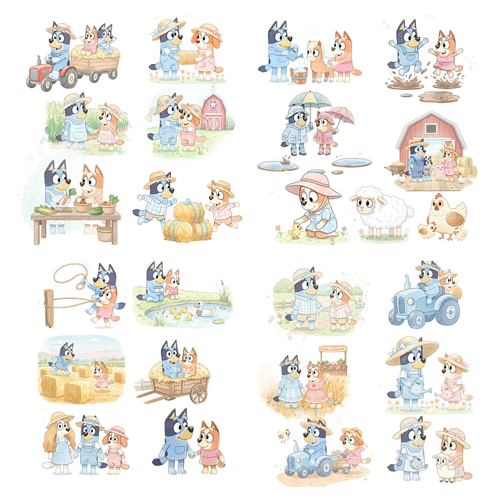 Kit Digital Bluey Aquarelado em Png 7