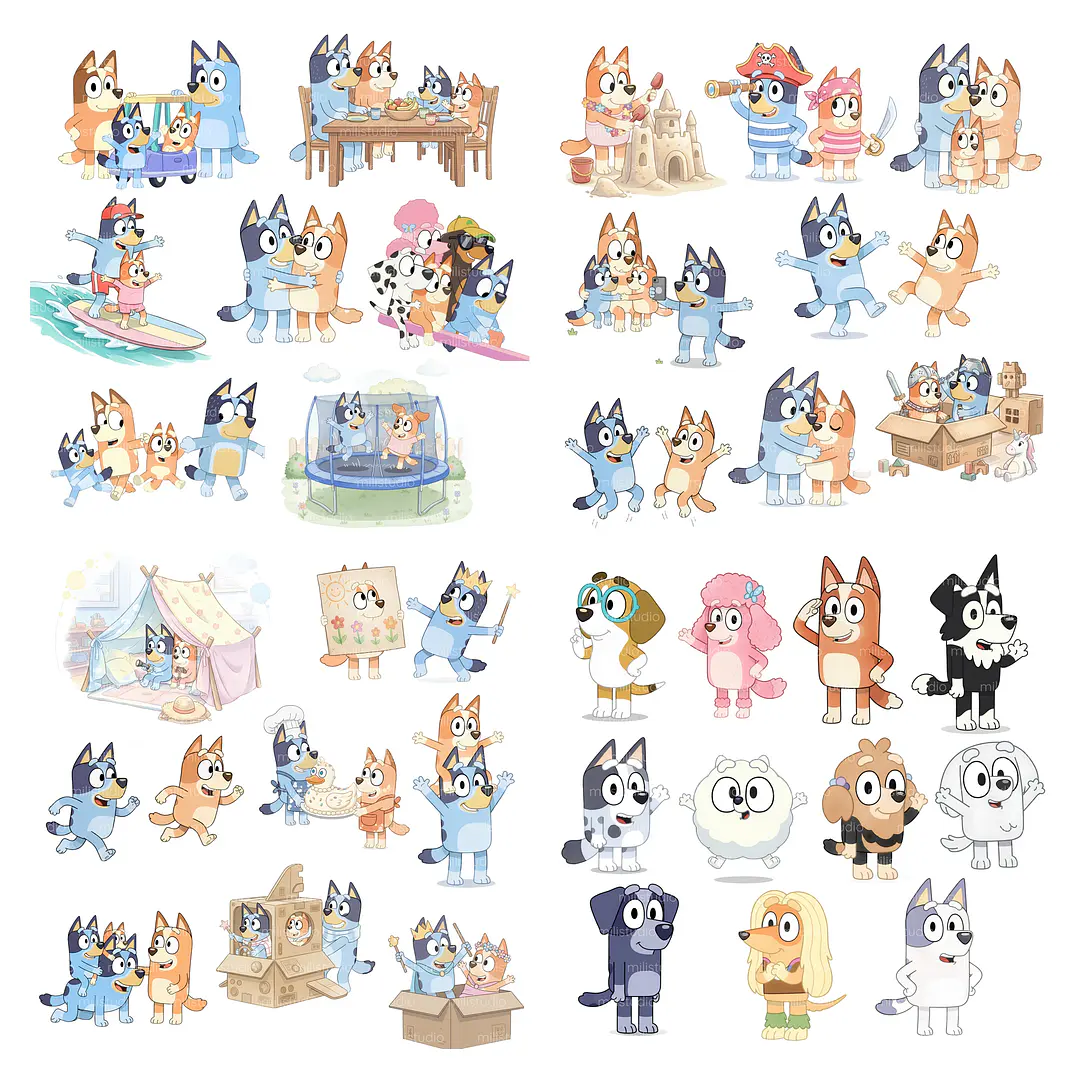 Kit Digital Bluey Aquarelado em Png 8