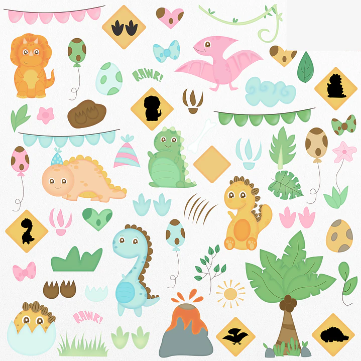 Kit Digital Dino Dinossauro em Png 2