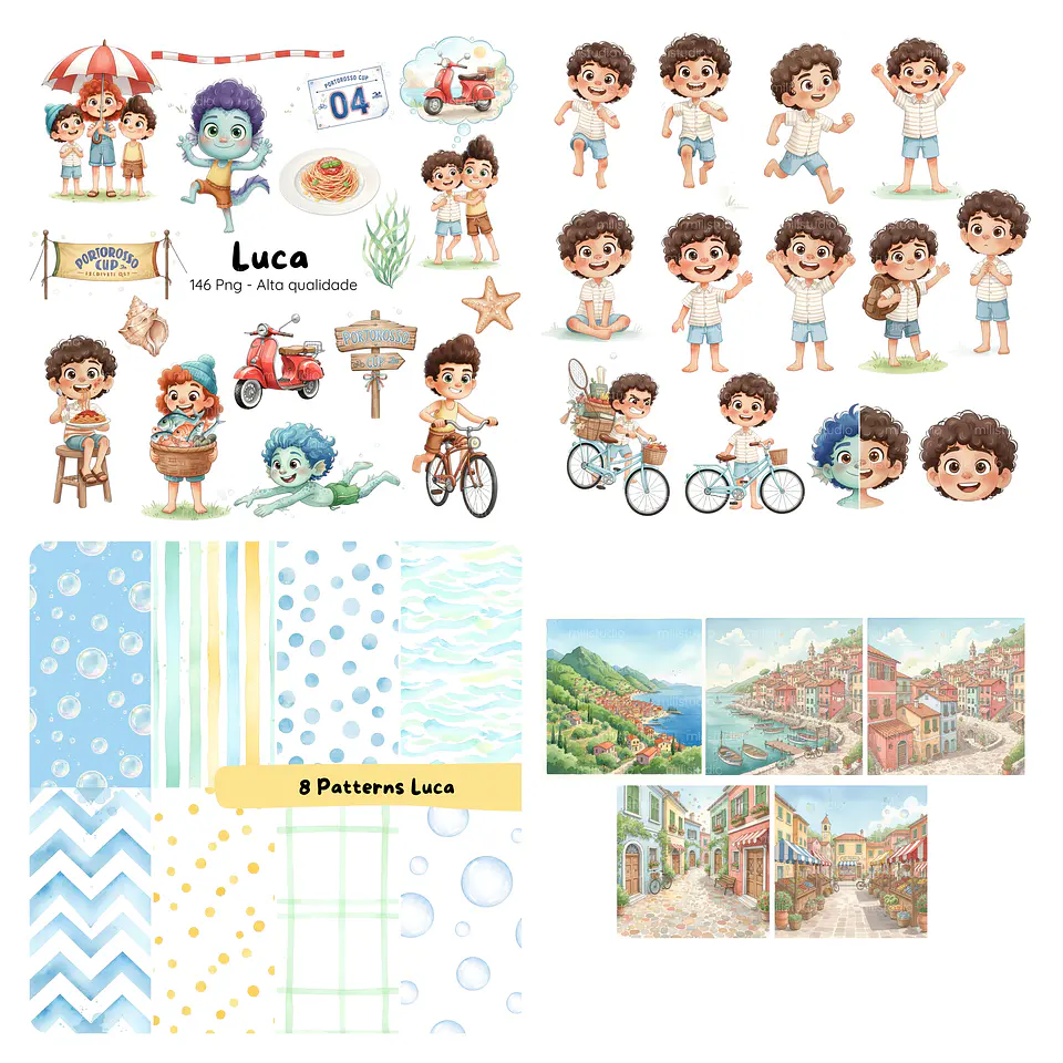 Kit Digital Lucca Aquarela em Png 2