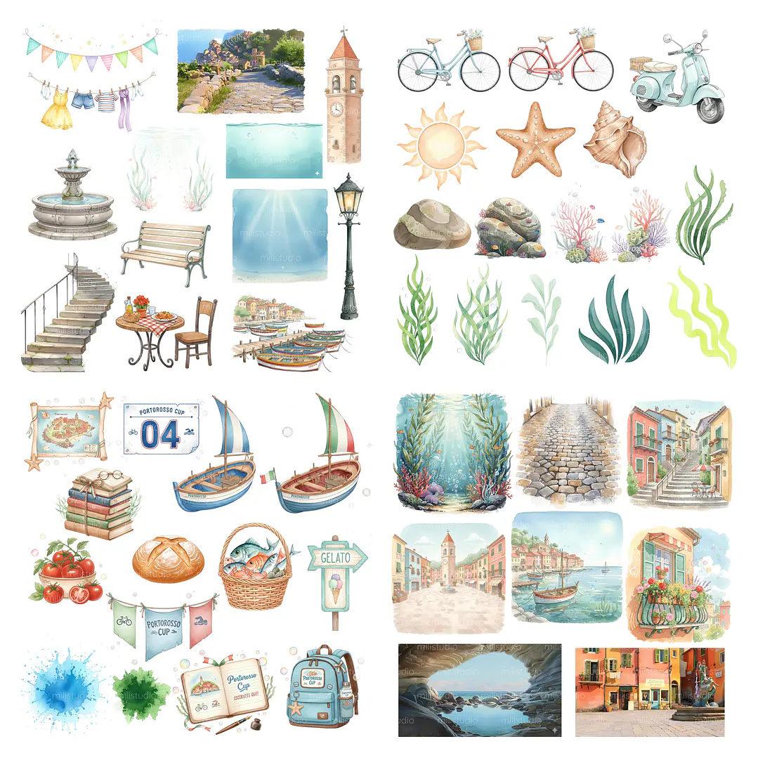 Kit Digital Lucca Aquarela em Png 3