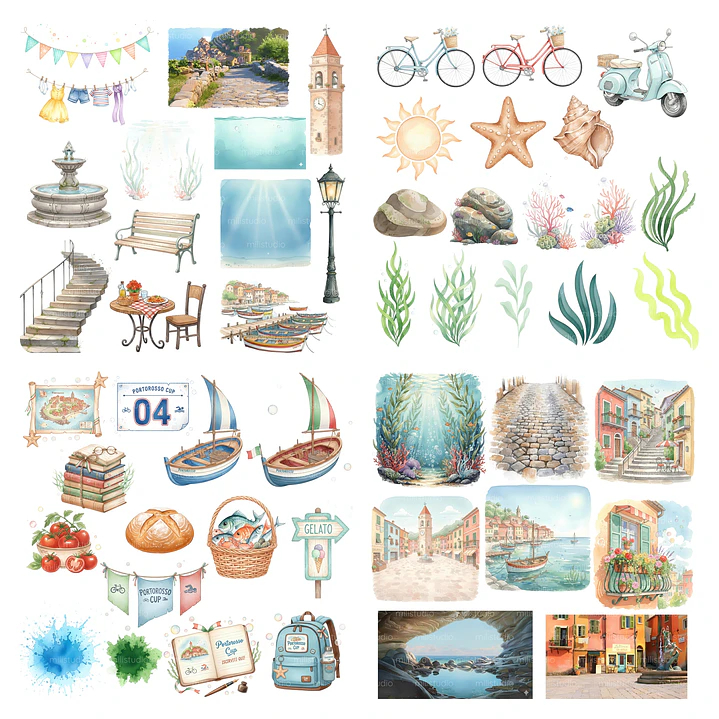 Kit Digital Lucca Aquarela em Png 3