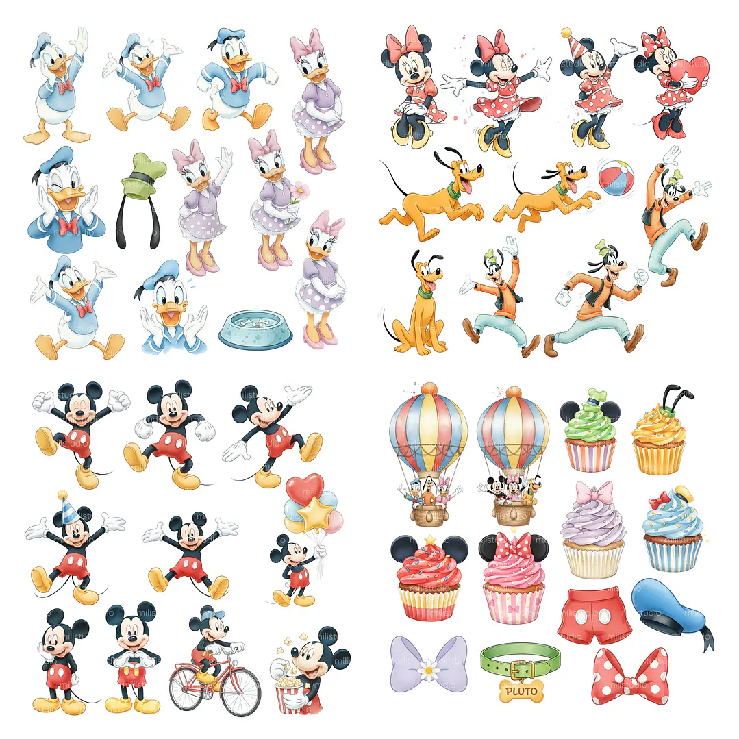 Kit Digital Mickey and Friends Aquarela em Png 4