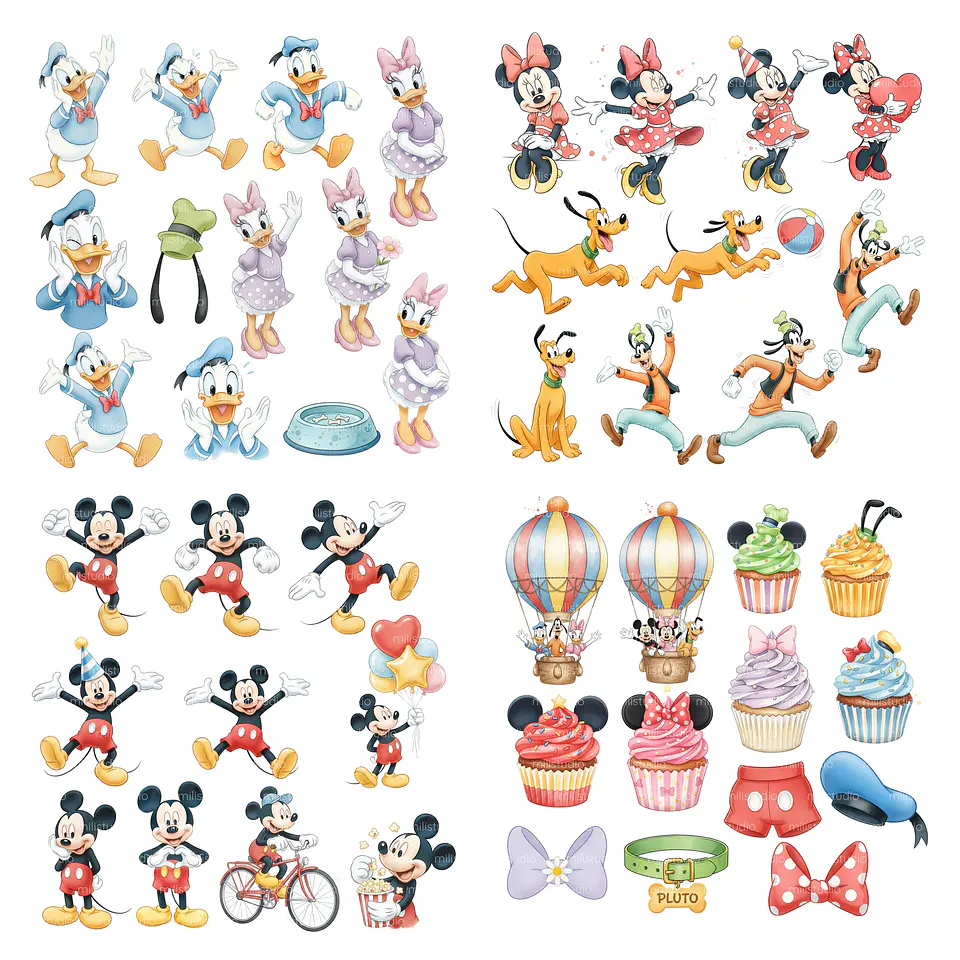 Kit Digital Mickey and Friends Aquarela em Png 4
