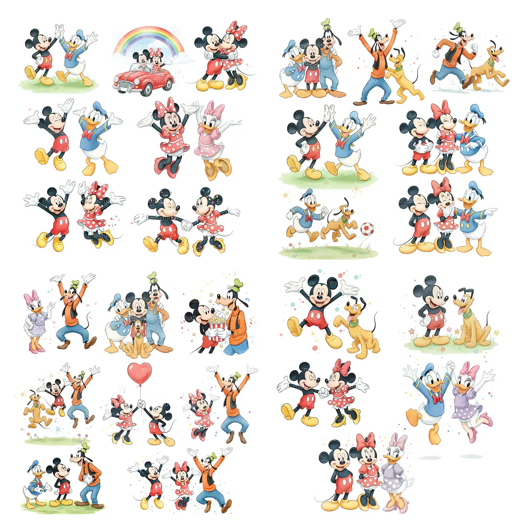 Kit Digital Mickey and Friends Aquarela em Png 5