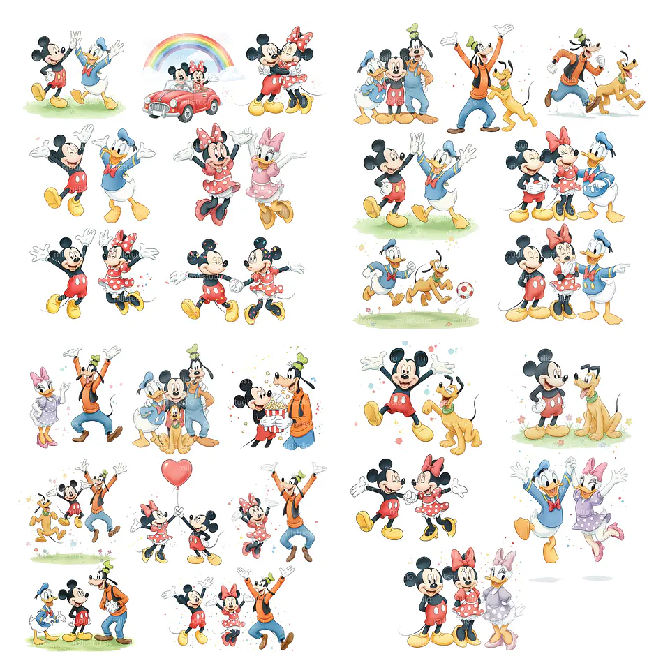 Kit Digital Mickey and Friends Aquarela em Png 5