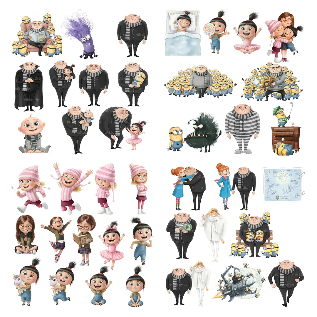 Kit Digital Minions Aquarela em Png 4