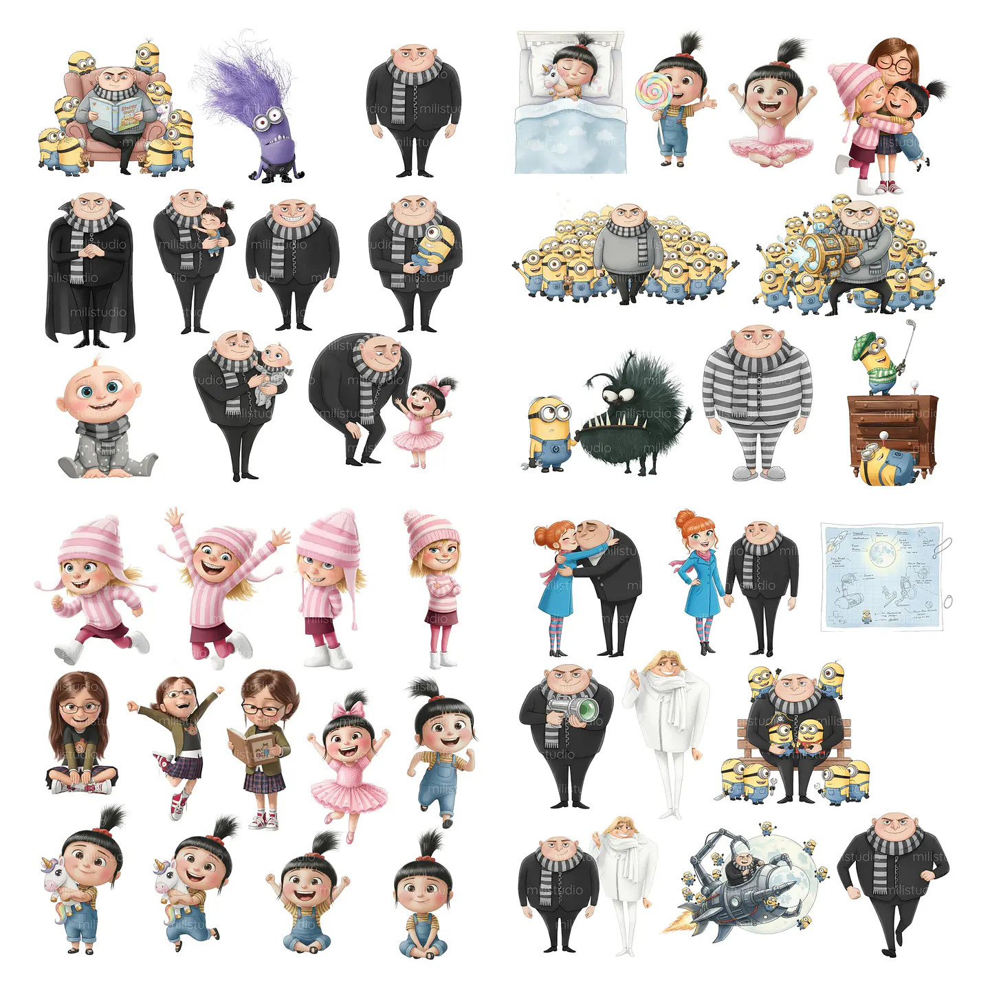 Kit Digital Minions Aquarela em Png 4