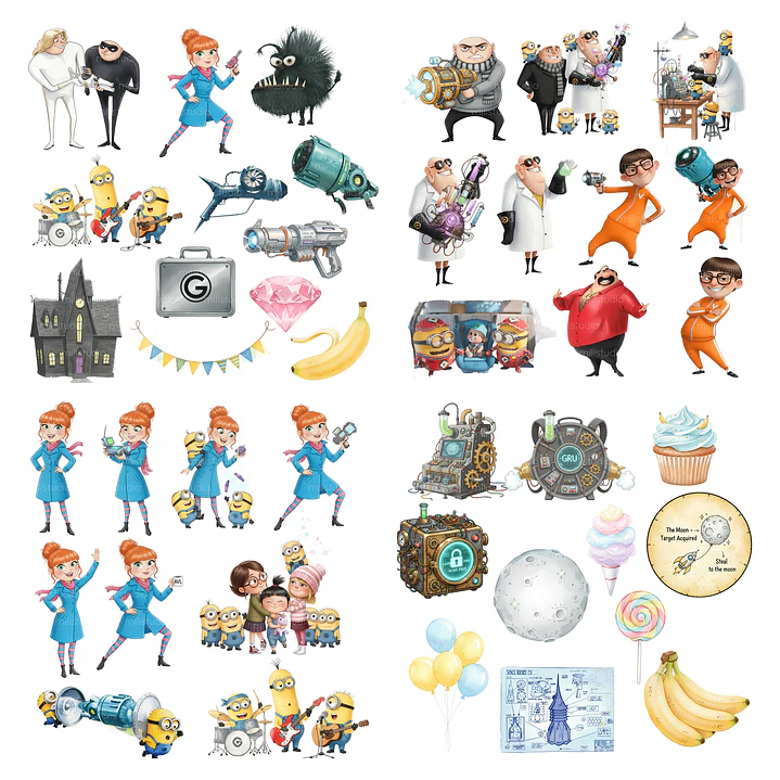 Kit Digital Minions Aquarela em Png 5