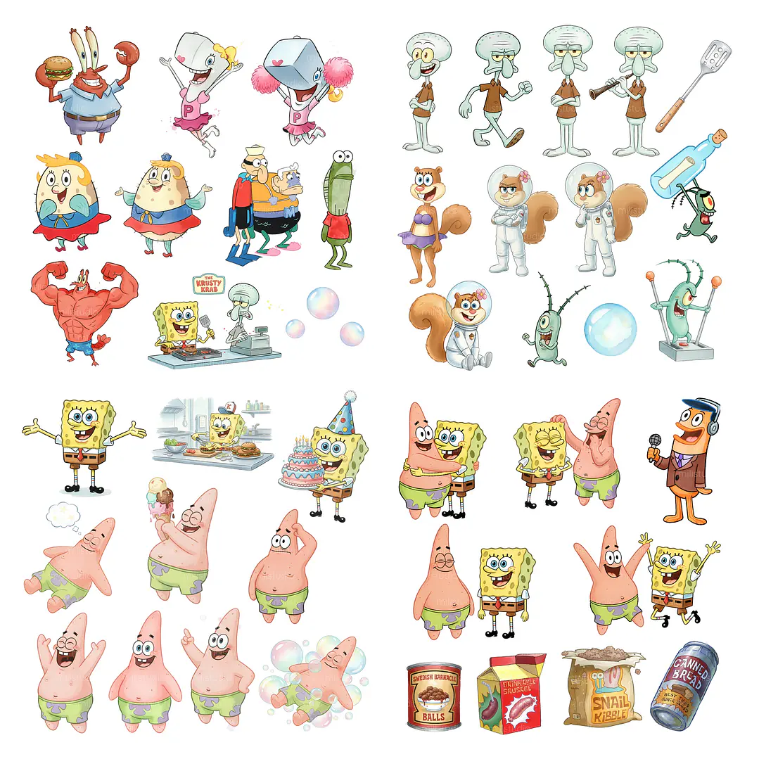 Kit Digital Bob Esponja Aquarela em Png 2