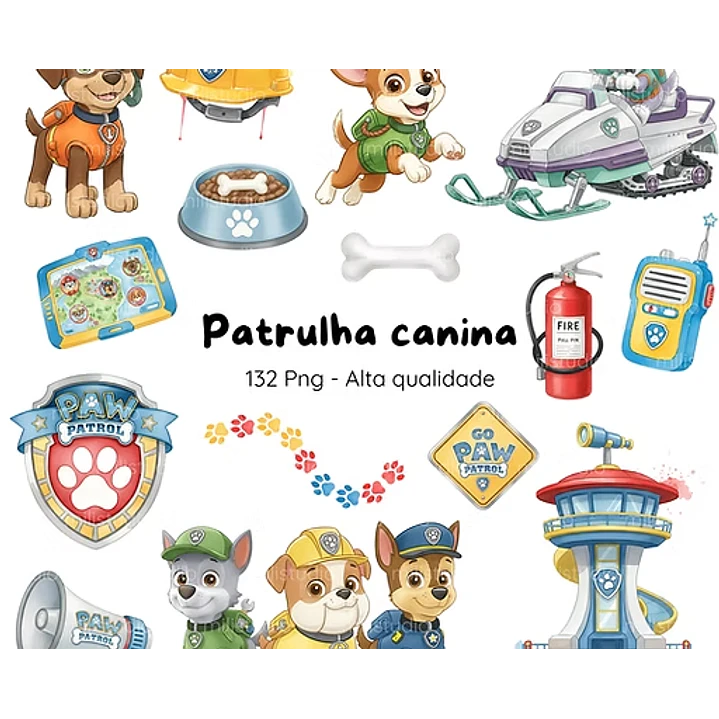 Kit Digital Patrulha Canina Aquarela em Png 1