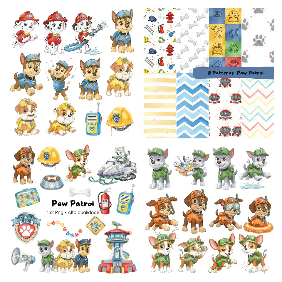 Kit Digital Patrulha Canina Aquarela em Png 3