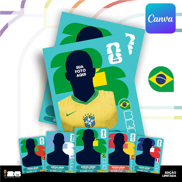 Figurinha da Copa do Mundo 2026 Personalizada (Brasil) | Editável no Canva 2