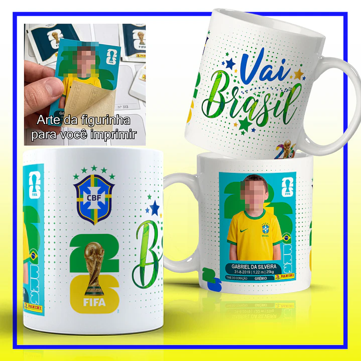 2 Artes para Caneca e Figurinha Copa do Mundo 2026 Brasil Arquivo Editável  1
