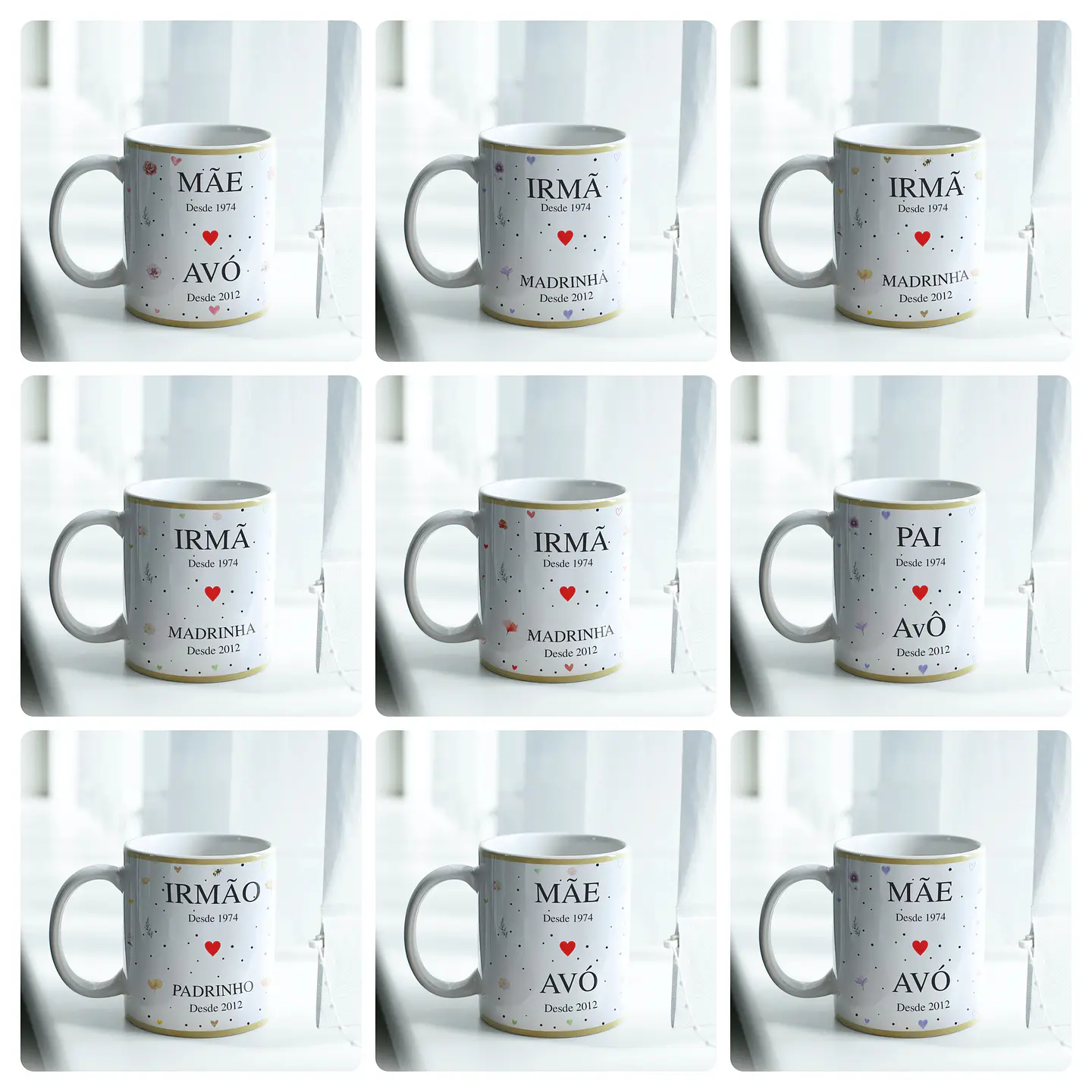 12 Artes para Caneca Floral Família Arquivo Editável  2