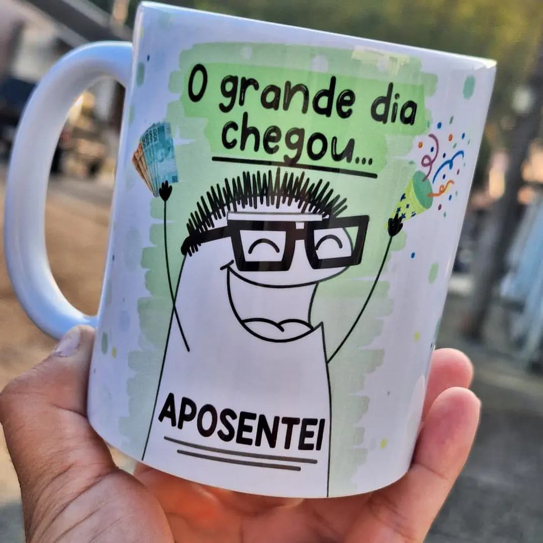 Artes para Caneca O grande dia chegou Aposentei Flork em Png 2