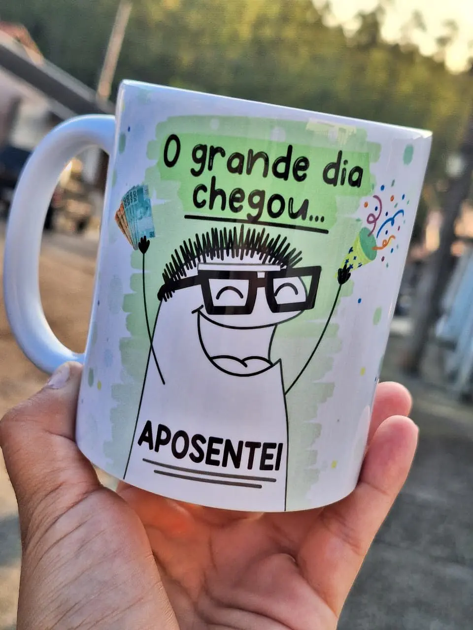 Artes para Caneca O grande dia chegou Aposentei Flork em Png 2