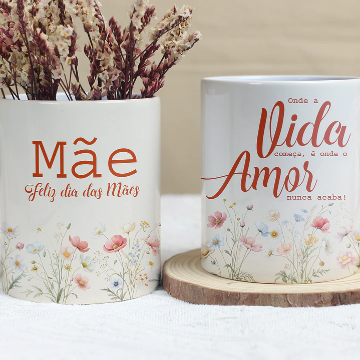 4 Artes para Caneca Dia das Mães Floral Arquivo Editável 1