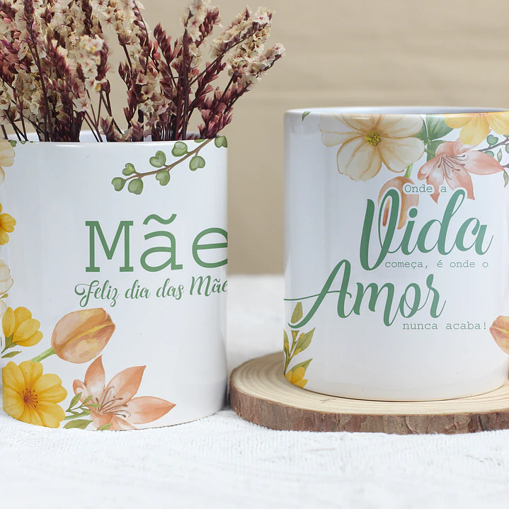 4 Artes para Caneca Dia das Mães Floral Arquivo Editável 3