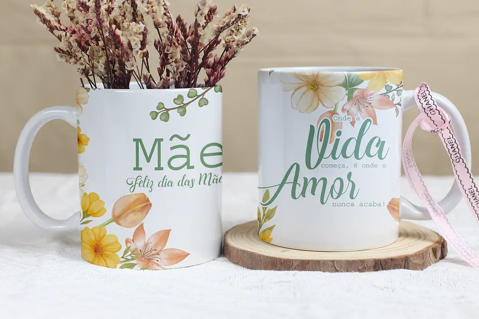 4 Artes para Caneca Dia das Mães Floral Arquivo Editável 3