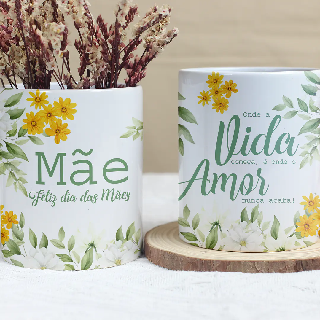 4 Artes para Caneca Dia das Mães Floral Arquivo Editável 4