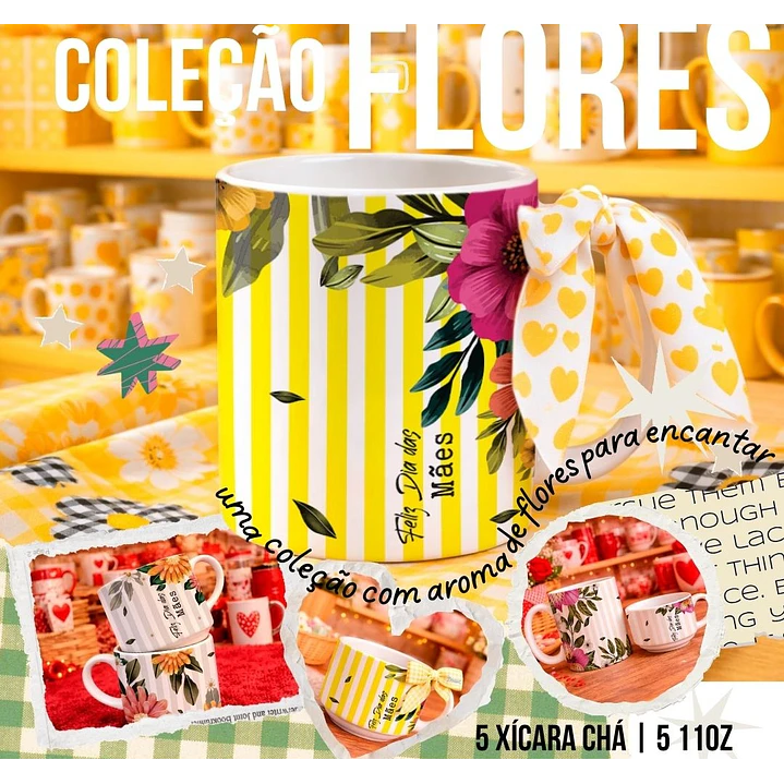 5 Artes para Caneca e Xícara Flores Do Meu Jardim Arquivo Editável 1