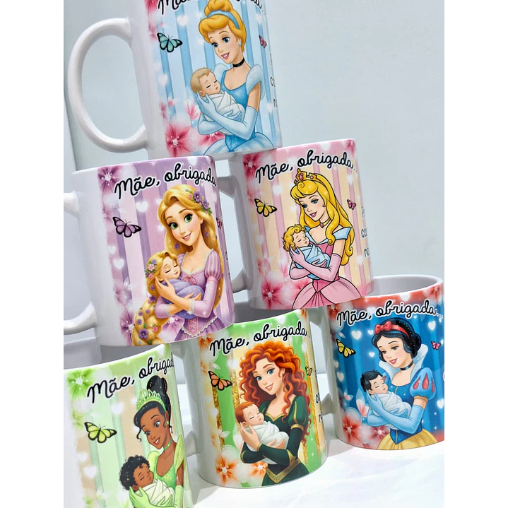 15 Artes para Caneca Dia das Mães Mãe, Obrigada... Princesas Arquivo em Jpg 1