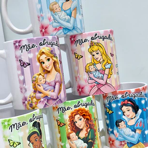 15 Artes para Caneca Dia das Mães Mãe, Obrigada... Princesas Arquivo em Jpg