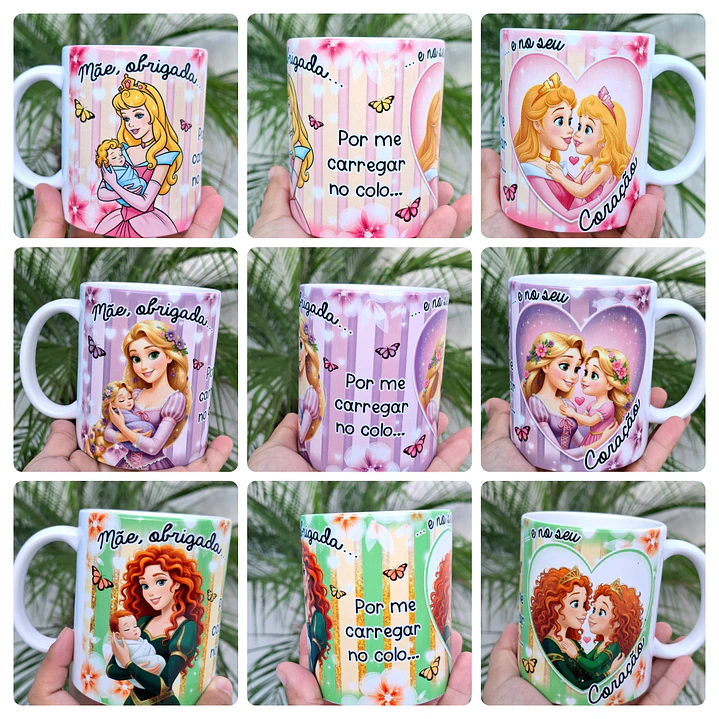 15 Artes para Caneca Dia das Mães Mãe, Obrigada... Princesas Arquivo em Jpg 3