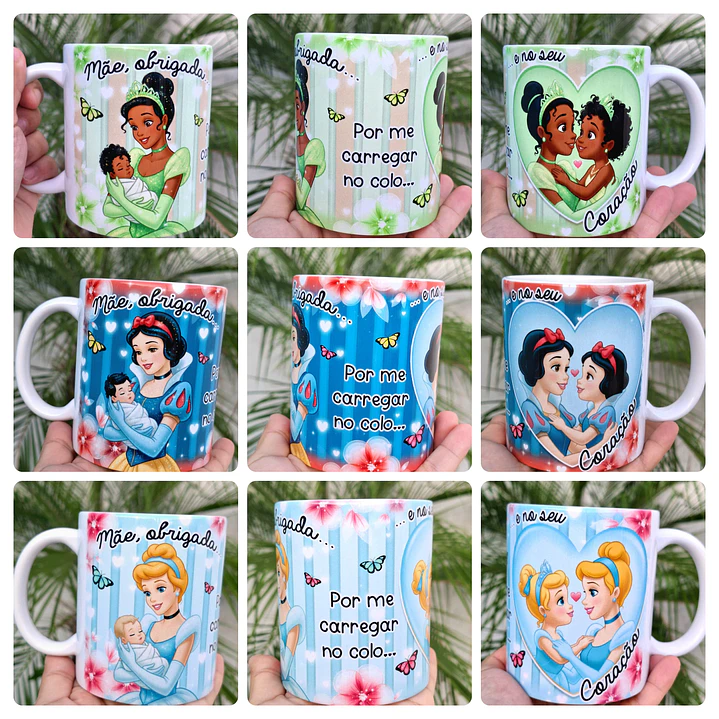 15 Artes para Caneca Dia das Mães Mãe, Obrigada... Princesas Arquivo em Jpg 4