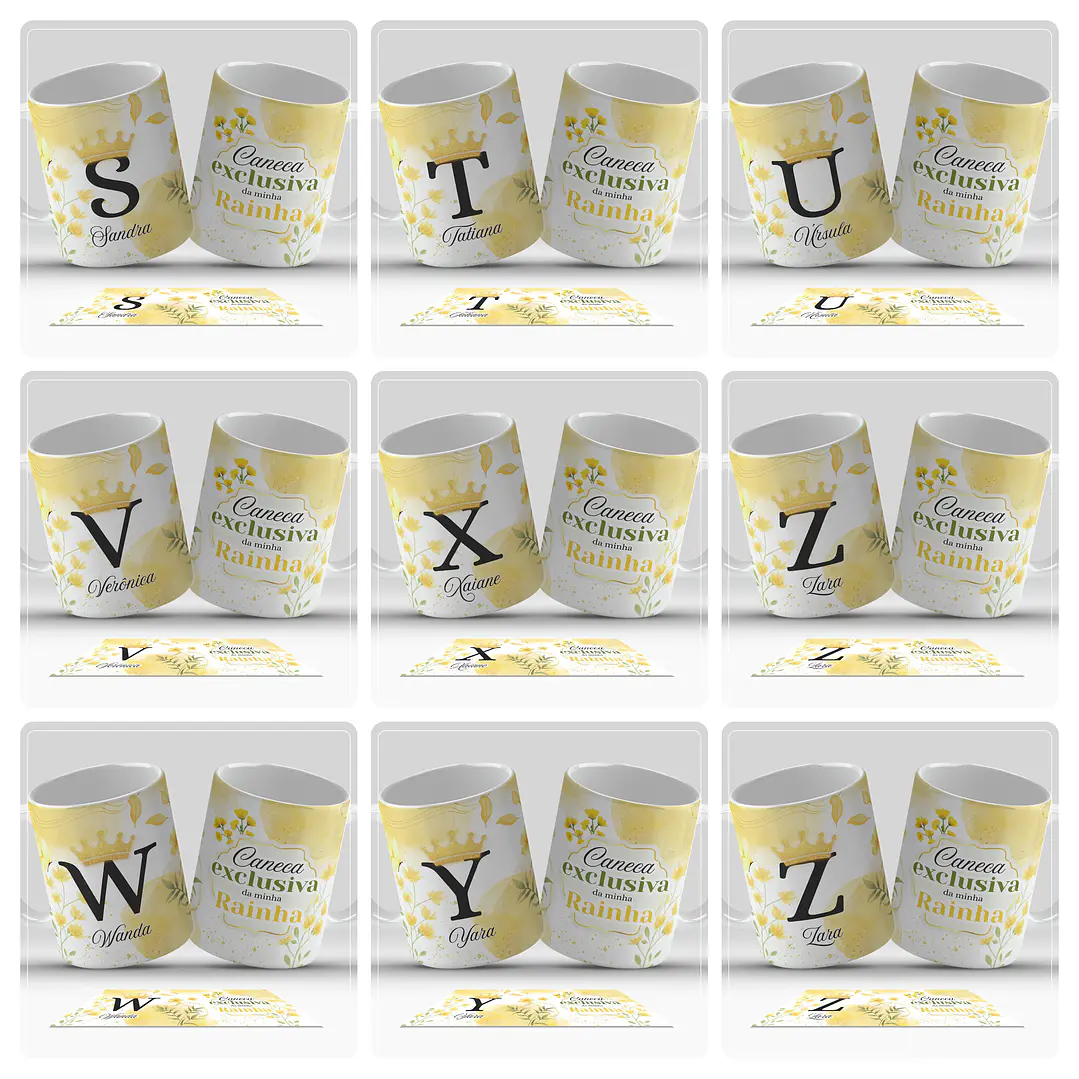 26 Artes para Caneca Alfabeto Minha Rainha Arquivo em Jpg  2