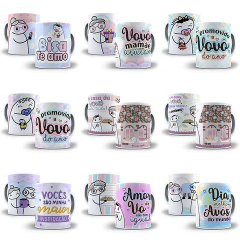 27 Artes Caneca Flork Dia dos Avós Arquivo Editável em Photoshop e Corel Draw + Png 