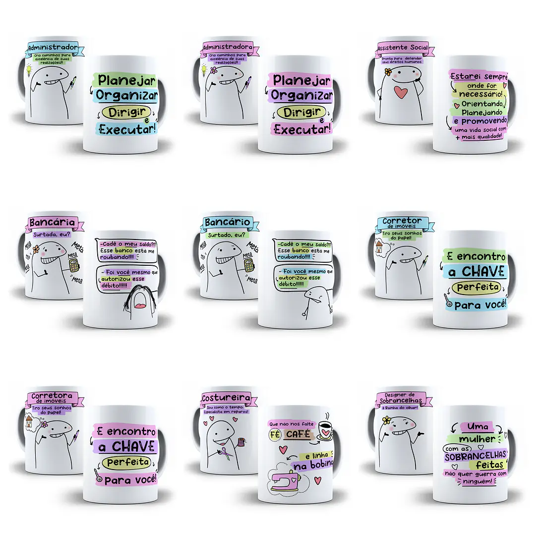 21 Artes Caneca Flork Profissões 2.0 Arquivos Sublimação Jpge 2