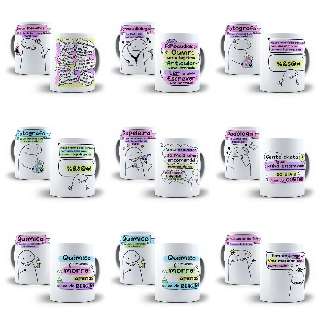 21 Artes Caneca Flork Profissões 2.0 Arquivos Sublimação Jpge 1