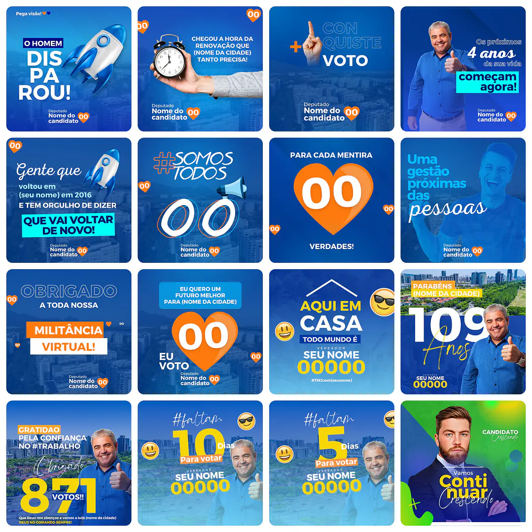 Pack Canva Campanha Política Eleições Templates Editáveis 50 Artes + Bônus 2
