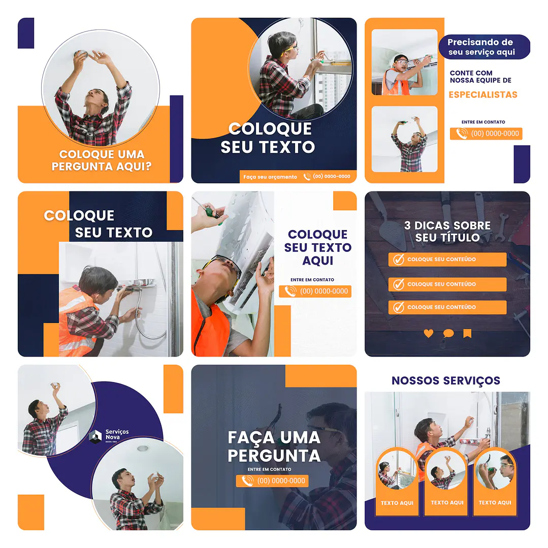 Pack Canva Serviços Gerais Template Editável 30 Artes + Bônus 1