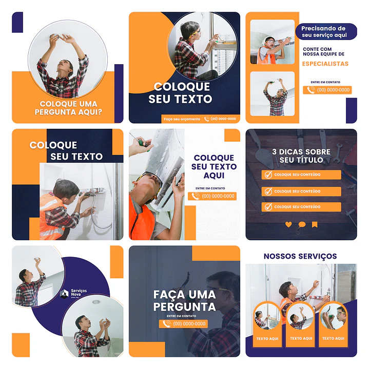 Pack Canva Serviços Gerais Template Editável 30 Artes + Bônus 1