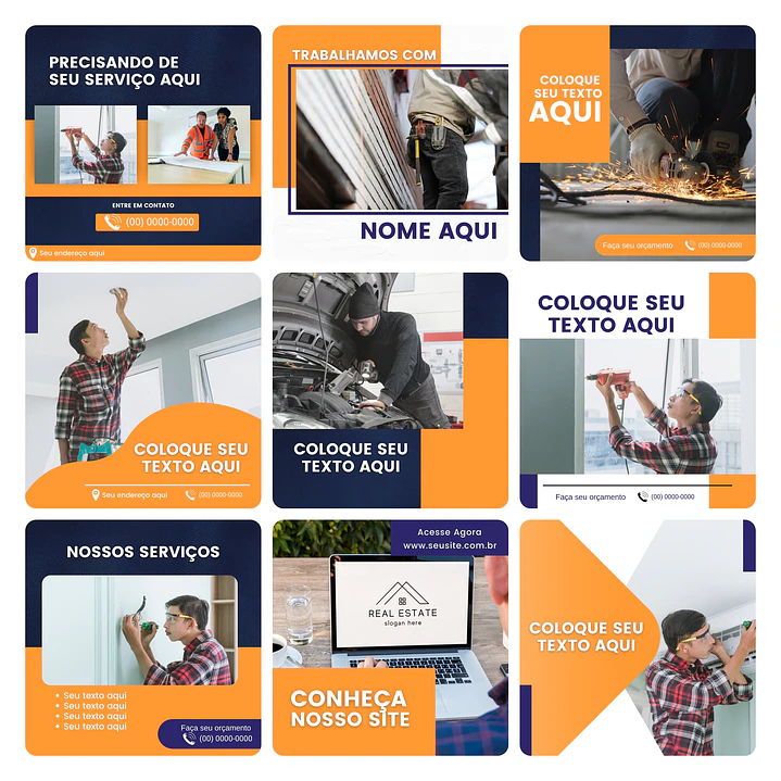 Pack Canva Serviços Gerais Template Editável 30 Artes + Bônus 3