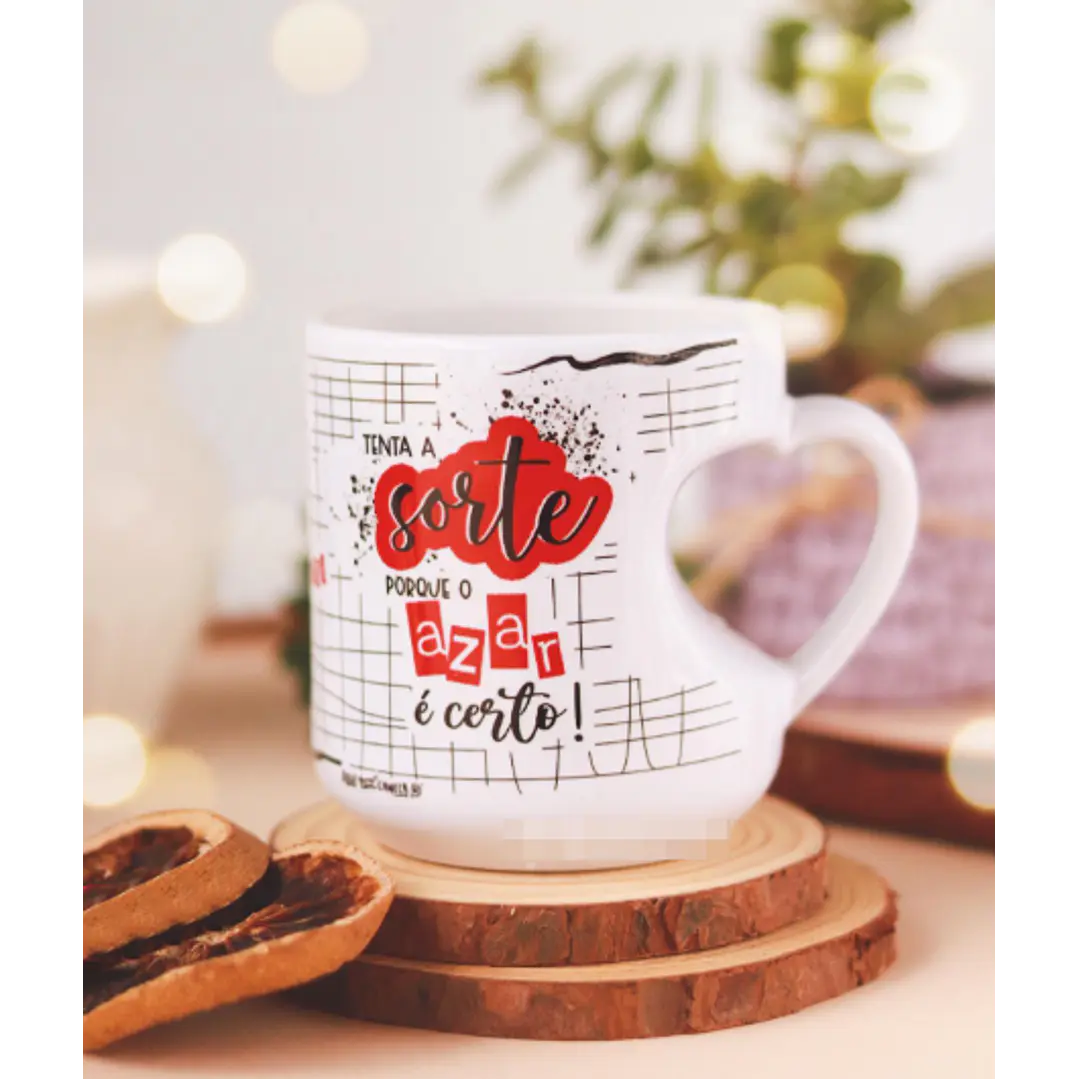 Artes para Caneca Box Tenta a sorte porque o azar é certo em Png  2