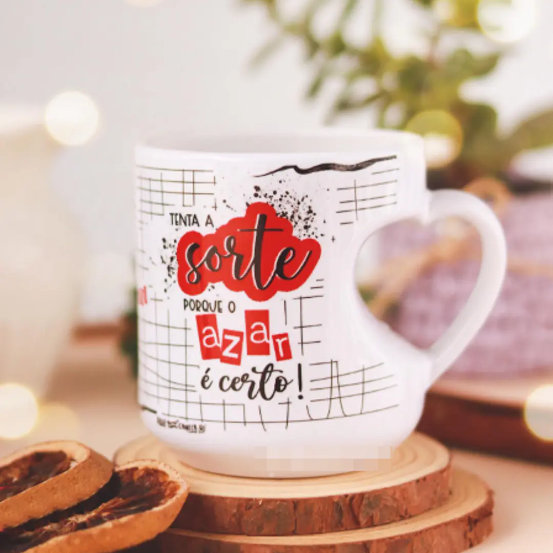 Artes para Caneca Box Tenta a sorte porque o azar é certo em Png  2