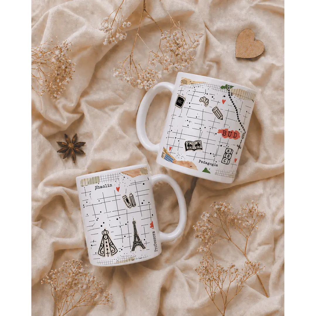Artes para Caneca Professora Colagens, leitura, fé, vintage, Nossa senhora aparecida em Png 1