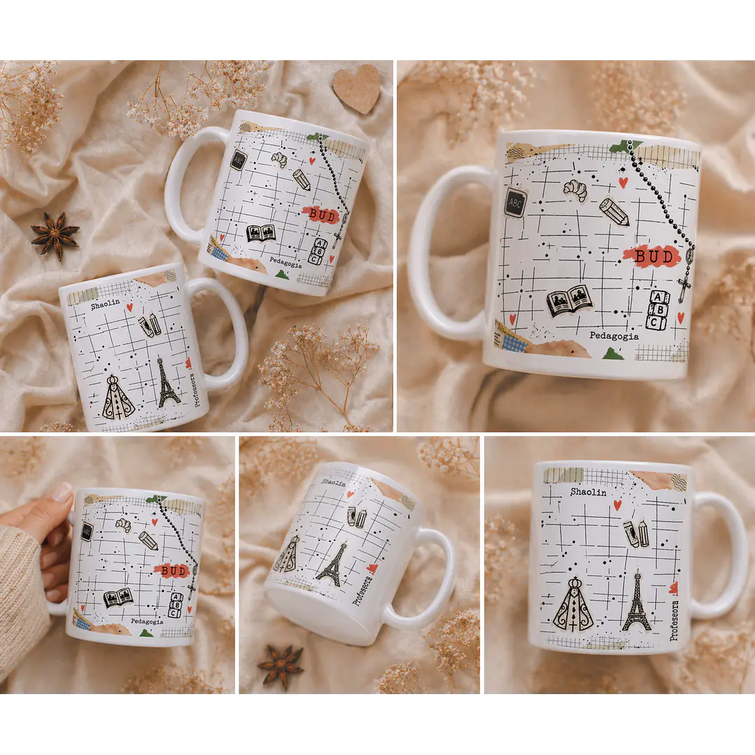 Artes para Caneca Professora Colagens, leitura, fé, vintage, Nossa senhora aparecida em Png 2